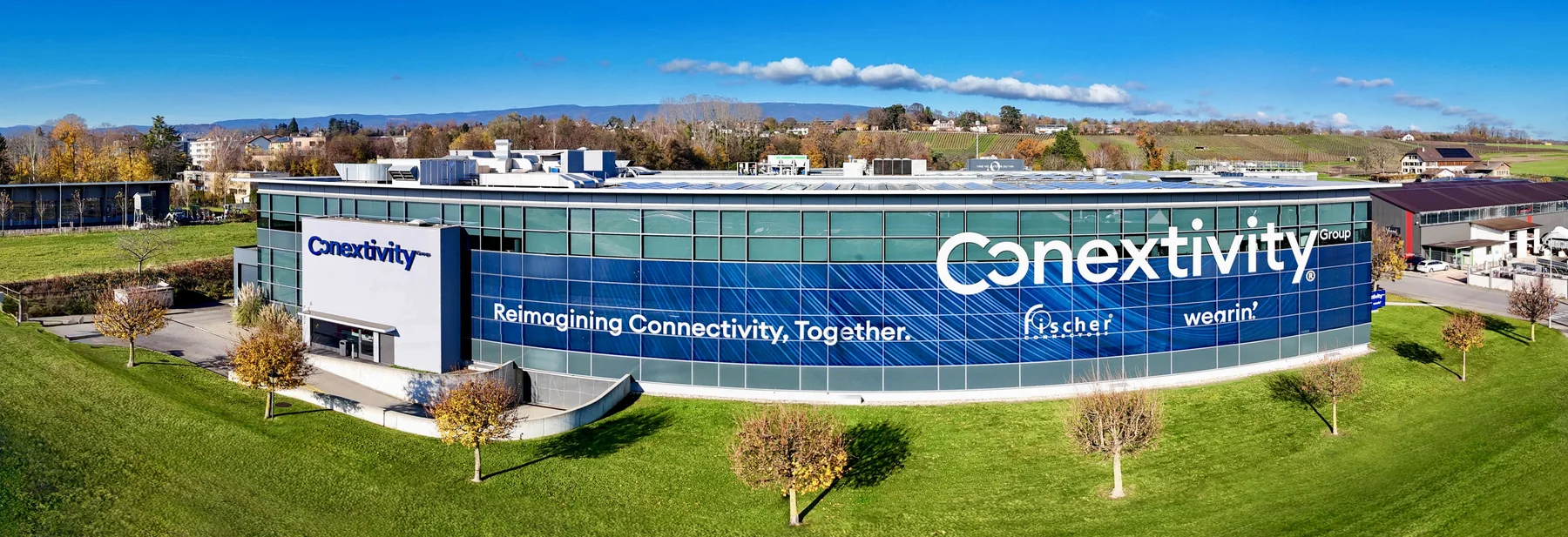 Vue aérienne drone du site Conextivity en Suisse romande